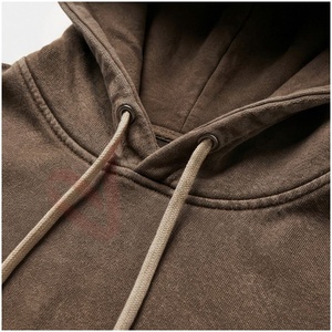 Ensemble de sweat-shirts à capuche unisexe marron, manches longues, couleur unie, vêtements décontractés, respirant, 100% coton, poids moyen, coupe régulière, pour l'automne - Product Image 4