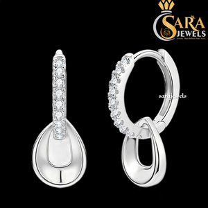 High Demand 925 Sterling <b>Silver</b> Moissanite Hoop <b>Earrings</b> Round Brilliant Cut Halo <b>Dangle</b> <b>Earrings</b> for Women Party Gift For Sale - Product Image 1