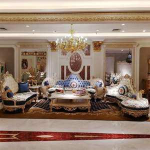 Sofá Curvo Tradicional de Lujo en Oferta, Juego de Muebles para Sala de Estar con Relleno de Esponja y Madera, Diseño Modular para Apartamentos y Hoteles, Indonesia - Product Image 1