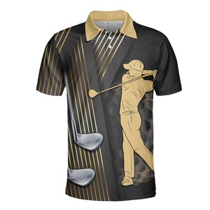 Polo de golf pour homme sur mesure, nouvelle collection 2026, vente en gros, manches courtes, imprimé, séchage rapide, en polyester tissé, style sportif - Product Image 6