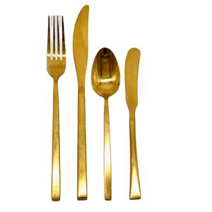 Couverts à usage domestique décontractés à poignée plate plaqués or en acier inoxydable Design royal cadeau de luxe pour mariage - Product Image 1