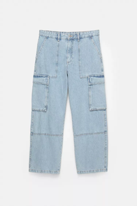 Pantalon cargo en toile bleu clair pour homme, taille mi-haute, plusieurs poches, écologique, respirant, avec cordon de serrage, léger - Product Image 1