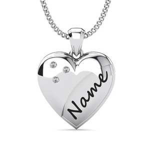 Pendentif de luxe en argent 925 avec moissanite et strass en cristal, gravure personnalisée du nom, charme romantique - Product Image 1