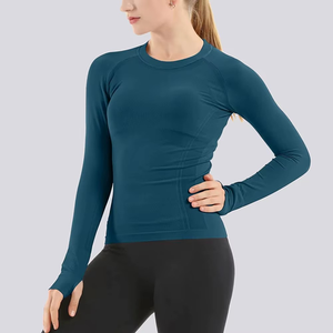 Chemises de compression pour femmes à prix avantageux, débardeurs à manches courtes, t-shirts de yoga, de course à pied, 100% coton respirant, vêtements de jogging - Product Image 1