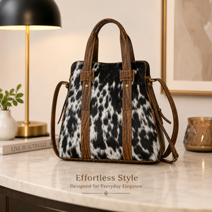 Handcrafted Genuine Hair On Leather Tote Bag for Women Western Cowhide Shoulder <b>Handbag</b> Crossbody Purse Vintage Travel Carry Bag - Product Image 2