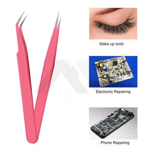 Ensemble de pinces professionnelles pour extensions de cils, 2 pièces, pinces de précision à pointe droite et courbée pour une pose d'extensions de cils impeccable - Product Image 2