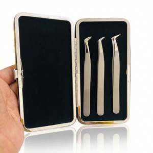 Wholesale Precision Stainless Steel Eyelash Tweezers Set <b>Smooth</b> Tip For Lash Extension <b>Tools</b> Custom Logo - Product Image 1