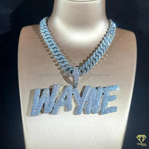 Luxury Moissanite Diamond " CASH " Letter Pendant With Cuban Chain Full Iced Out Hip Hop Necklace Jewelry - Product Image 5