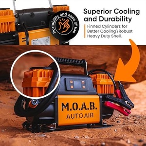 เครื่องอัดอากาศอัตโนมัติพร้อมจอ LCD, ตั้งค่าแรงดันเป้าหมายได้, เครื่องอัดอากาศคู่, เครื่องอัดอากาศออฟโรด 10.6 CFM สำหรับรถยนต์ขับเคลื่อน 4 ล้อ, 150 PSI - Product Image 4