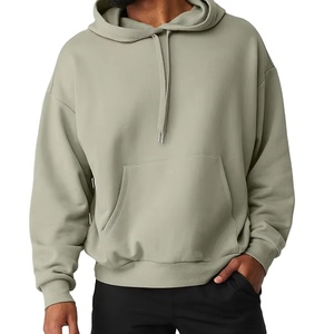 Sweat à capuche décontracté en coton molletonné à épaules tombantes pour homme, de qualité supérieure, couleur unie, grande taille, épais, séchage rapide - Product Image 6