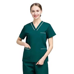 Ensembles de gommage uniformes d'infirmière d'été de haute qualité ensembles de salle d'opération dessinés à la main en polyester-coton à manches courtes minces - Product Image 1