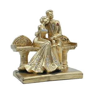 Regalo de Aniversario de Bodas, Escultura Artística para Sala de Estar, Centro de Mesa, Elegante Estatua Romántica de Pareja Dorada - Product Image 2