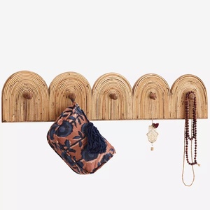 Good deal wholesale natural rattan <b>hooks</b> purse storage & <b>display</b> high quality wall hanging <b>hook</b> - Product Image 1