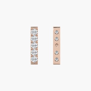 Boucles d'oreilles clous en or rose 14 carats avec diamants de laboratoire ronds brillants de 0,50 carat, une seule rangée, 10 pièces, certifiées IGI - Product Image 4