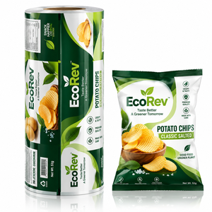 Rouleau de film d'emballage transparent pour chips de pommes de terre, écologique, avec logo personnalisé, 45 cm x 50 m, qualité alimentaire, laminé, résistant à la graisse, brillant, numérique - Product Image 1