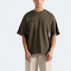 Camiseta Oversize de Algodón Pesado para Hombre, Estilo Urbano, Ajuste Holgado, Lisa, Proveedor de Impresión Personalizada - Product Image 1