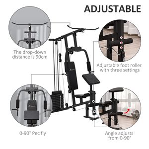 Estación de Gimnasio Multifuncional para el Hogar, Banco de Ejercicios Completo de 58.25L X 42.5W X 81.5H, Centro de Fitness Negro - Product Image 4