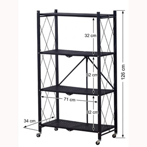 ชั้นวางของโลหะ 4 ชั้น แบบพับได้สำหรับห้องครัว - Product Image 2