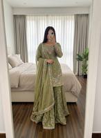 Ensemble Salwar Kameez pour femmes indiennes et pakistanaises, brodé de fleurs, moderne, en soie JMC, séchage rapide, tenue traditionnelle pour fêtes et mariages