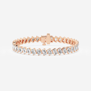 Pulsera de tenis diagonal de 14.5 quilates con esmeraldas y diamantes cultivados en laboratorio, de 7 pulgadas, joyería de lujo brillante, regalo para mujer - Product Image 3