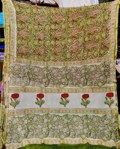 Double Diamond Pure Chiffon Saree Hand <b>block</b> <b>Printed</b> Light Weight & Breathable Fabric Soft Comfortable Pieces - Product Image 6