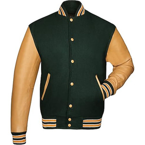 Embroidery Patches College Varisty <b>Jackets</b> Baseball Bomber Letterman Crop <b>Leather</b> Varsity <b>Jacket</b> - Product Image 4