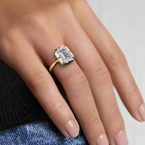 Anillo de compromiso de diamante solitario con halo festoneado - Product Image 5