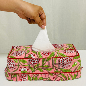 Ridhi - Nuevo Porta Servilletas Decorativo de Algodón con Estampado Floral de Ramas de Granada Rosa, Reutilizable para Hotel - Product Image 6