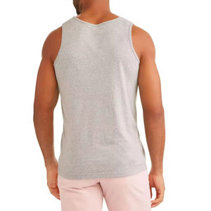 Camisetas sin mangas de punto transpirable para hombre, de poliéster/algodón, cuello redondo, estilo urbano personalizado, para gimnasio y running, con estampado por transferencia térmica, 240g - Product Image 2