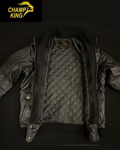เสื้อแจ็คเก็ตหนังแกะ Champ King พร้อมซับในผ้าซาติน ปิดด้วยกระดุม - Product Image 4