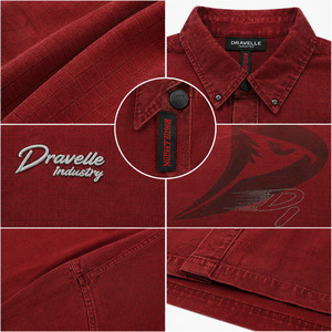 Camisa Oversize Personalizada OEM Roja Intensa con Botones, Estampado Gráfico Streetwear, Cuello Camp, Manga Corta con Pedrería, Venta al por Mayor - Product Image 6
