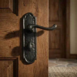 Most Selling <b>Black</b> Iron Lever Door Handle With Backplate Classic Design For Bedroom <b>Bathroom</b> Living Room Available For Sale - Product Image 4