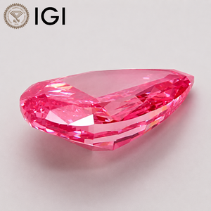 เพชรรูปทรงลูกแพร์สังเคราะห์ที่ได้รับการรับรองจาก IGI สีชมพูสดใส VVS2 สำหรับทำเครื่องประดับ - Product Image 2