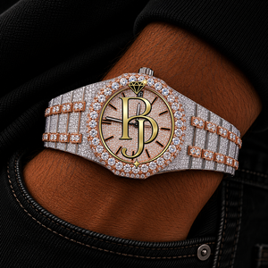 นาฬิกาข้อมือควอตซ์สแตนเลสสตีลทรงสี่เหลี่ยมสำหรับผู้ชายแบรนด์ Briva รุ่น Luxury ประดับเพชรแบบ Iced Dual Time สีดำ หน้าปัดแสดงวันที่ ตัดแบบ Baguette พรีเมียม หรูหรา ระดับ 10 - Product Image 1