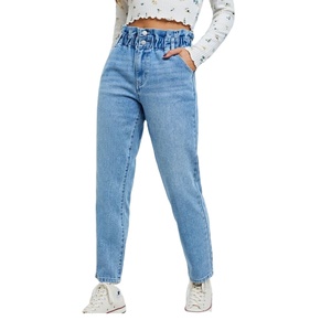 Jeans en denim décontractés et ajustés pour femmes, taille plus, avec fermeture éclair confortable, personnalisables, collection automne, de BD - Product Image 6