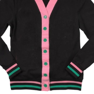 Suéter Cárdigan de Punto para Mujer, Estilo Universitario, Negro, Rosa, Verde, Cuello en V, Ribete a Rayas, OEM - Product Image 5