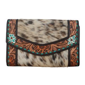 Portefeuille Pochette en Cuir de Vachette Souple Style Western Prêt à Expédier, Fait Main, Motif Floral, Fermeture Éclair, Écologique, Grande Capacité, Décontracté - Product Image 1