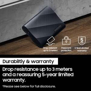 Disco Duro Externo Portátil T9 de 1 TB, Interfaz Mini USB 2.0, Carcasa de Metal y Plástico, Caché de 1 MB, Velocidad de Escritura de 201-300 MB/s - Product Image 2