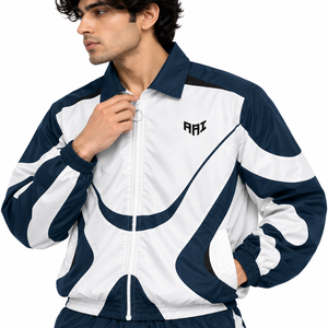 Custom ODM <b>Y2K</b> Style Men's Vintage Contrast Panel Loose Fit Embroidery Water Resistant Windbreaker <b>Streetwear</b> Casual Outfits - Product Image 6