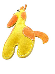 Jouet à mâcher pour chien en cuir suédé naturel écologique, girafe de dessin animé mignonne, durable, petite taille, pour l'intérieur - Product Image 3
