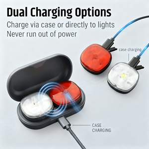 Lumixell 300LM IPX5 Portable Bicycle LED <b>Light</b> Type-C <b>Rechargeable</b> Front & Tail <b>Light</b> Combo with Charging Case for <b>Night</b> Riding - Product Image 1