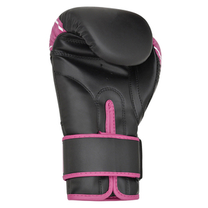 Gants de boxe d'entraînement en cuir de qualité supérieure pour adultes, couleur noir et rose, légers, respirants, avec sangles à boucle élastique - Product Image 6
