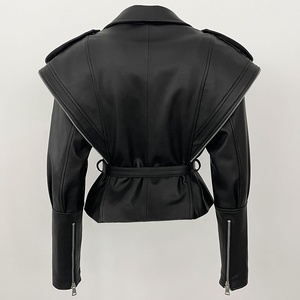 New Design Oem Soft Women Leather <b>Jacket</b> Soft Leather best Material Anti-wrinkle Quick Dry Anti-pilling Women Leather <b>Jacket</b> - Product Image 6