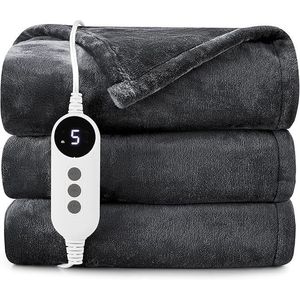 Couverture électrique en flanelle douillette et chaude 50'' x 60'', plaid chauffant à 2 couches avec 9 niveaux de chauffage, fonction d'arrêt automatique 2/4/6/10 heures - Product Image 1