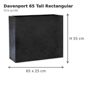 Jardinière rectangulaire haute Davenport 65 en Fiberstone noire 65x25x55cm, grand pot de fleurs d'intérieur et d'extérieur résistant aux intempéries, Vietnam - Product Image 2
