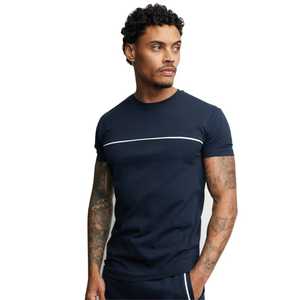 Camiseta de Manga Corta para Hombre, Corte Regular, Color Azul Claro, 100% Algodón, Transpirable, Ecológica, Cuello Redondo, Diseño Casual con Patrón Tejido en la Parte Delantera - Product Image 5