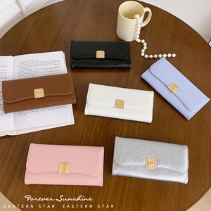 Commanding Sales Fabulous Quality Luxury <b>Silver</b> Cracked PU Long Tri-Fold Women's <b>Clutch</b> Purse Wallet For Girls - Product Image 5