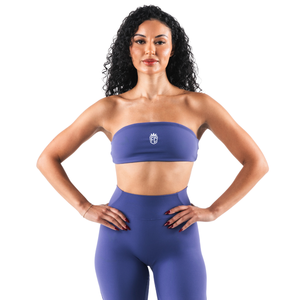 เสื้อชั้นในกีฬาไร้สายสำหรับผู้หญิง แบบ Bandeau สำหรับโยคะและฟิตเนส เนื้อผ้านุ่ม ยืดหยุ่น สวมใส่สบาย สี Arctic Sky ชุดเซ็ตเอวสูง - Product Image 1