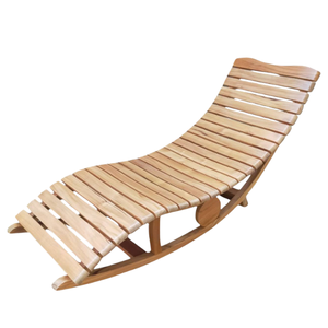Tumbona Moderna de Madera de Teca con Listones, Silla de Exterior para Patio, Cama de Día para Hotel, Villa o Resort, Color Natural - Product Image 2