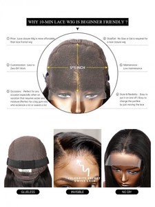 Perruque de fermeture Bob perruque vierge vietnamienne droite couleur naturelle cheveux humains fermeture à lacet transparent perruques pour les femmes noires - Product Image 4